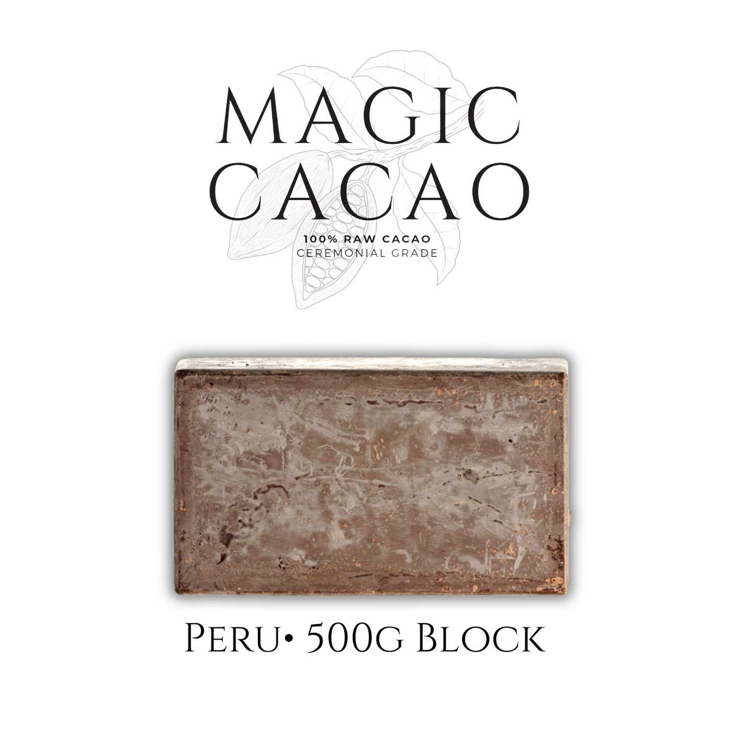 Magic Cacao-Zeremonie Roh Kakao aus Peru 500g Block• Ceremonial Grade